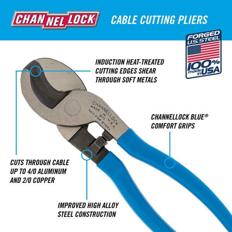 CHANNELLOCK 911 | 9.5-in. Cable Cutting Pliers - Pacific Power Tools