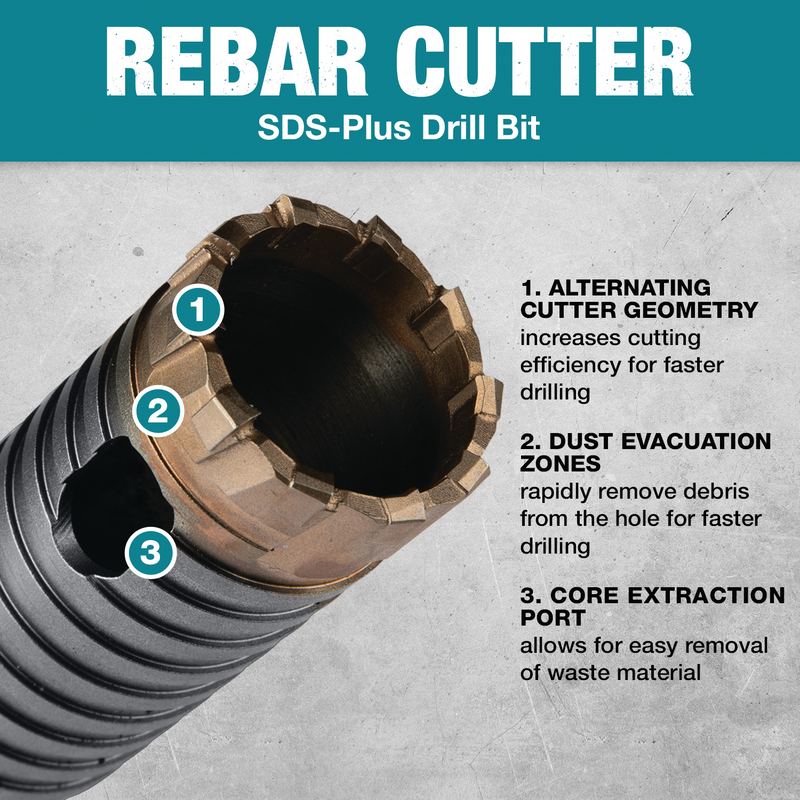 Makita (E-12485) 3/8" x 8" SDS-Plus Rebar Cutter Drill Bit