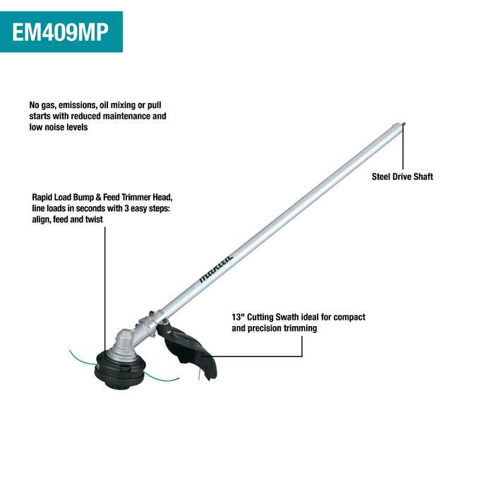 Makita (XUX02SM1X1-R) 18V LXT® Brushless Couple Shaft Power Head Kit With 13" String Trimmer Attachment (4.0Ah) (Factory Reconditioned)