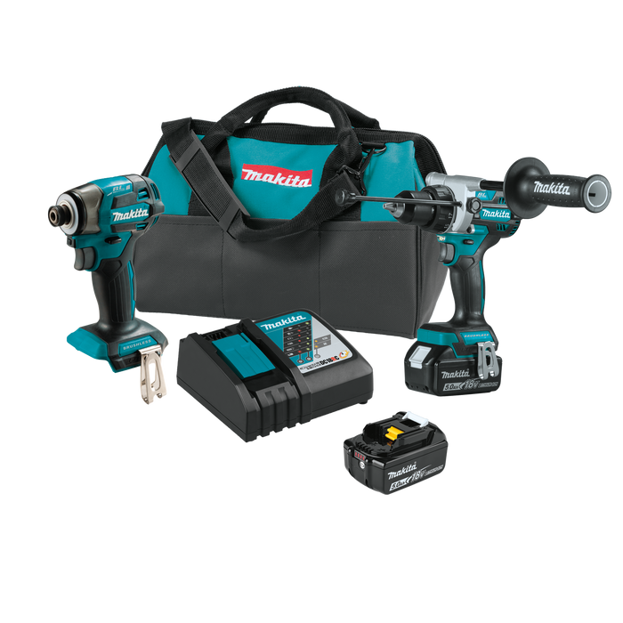 Makita (XT297T-R) 18V LXT® Brushless 2 Pc. Combo Kit, XPH14Z, XDT20Z, bag (5.0Ah) (Factory Reconditioned)