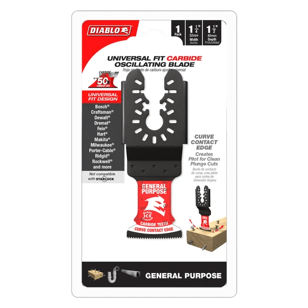 Diablo | 1 - 1/4" AMPED™ Demo Demon™ Universal Fit Carbide Teeth Oscillating Blade for General Purpose Cuts - Pacific Power Tools