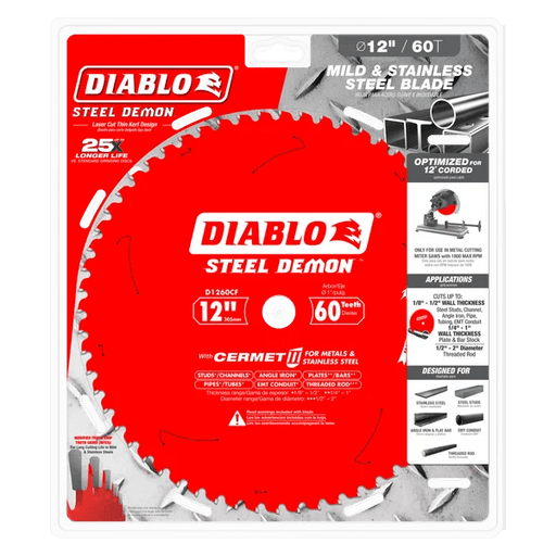 Diablo | 12" x 60 - Teeth Steel Demon™ Cermet II Saw Blade for Medium Metal - Pacific Power Tools