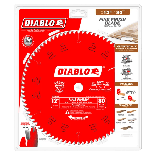 Diablo | 12" x 80 - Teeth Fine Finish Saw Blade for Wood - Pacific Power Tools