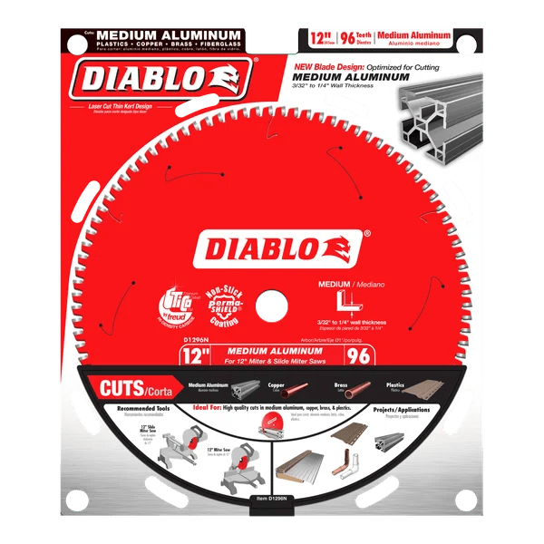 Diablo | 12" x 96 - Teeth Saw Blade for Medium Aluminum - Pacific Power Tools