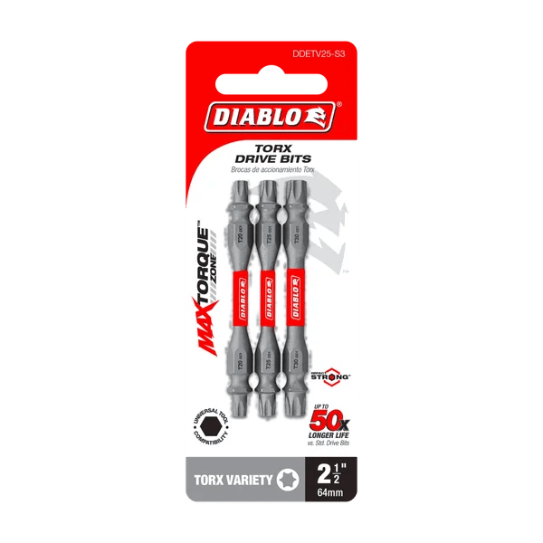 Diablo | 2 - 1/2" Double - Ended Torx Drive Bits (3 - Piece) - Pacific Power Tools