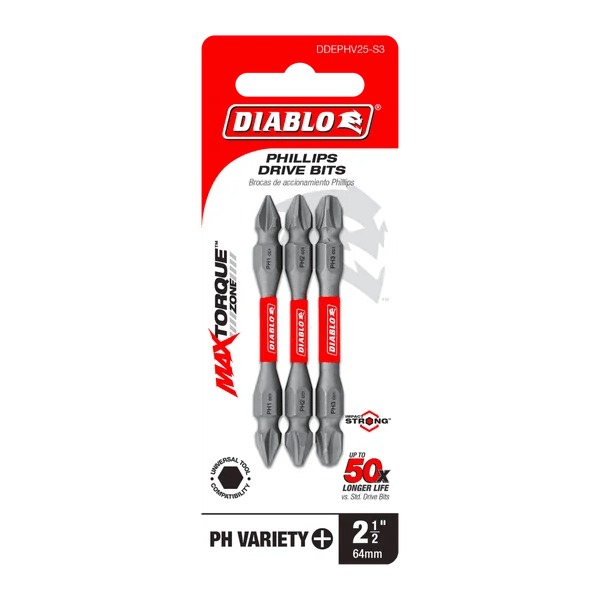 Diablo | 2 - 3/8" Double - Ended Phillips Drive Bit Set (3 - Piece) - Pacific Power Tools