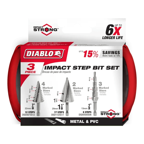 Diablo | 3 pc Impact Step Drill Bit Set (3 - Piece) - Pacific Power Tools