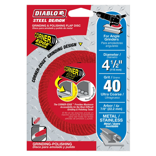 Diablo | 4 - 1/2" 40 - Grit Steel Demon™ Corner - Edge™ Flap Disc for Metal - Pacific Power Tools