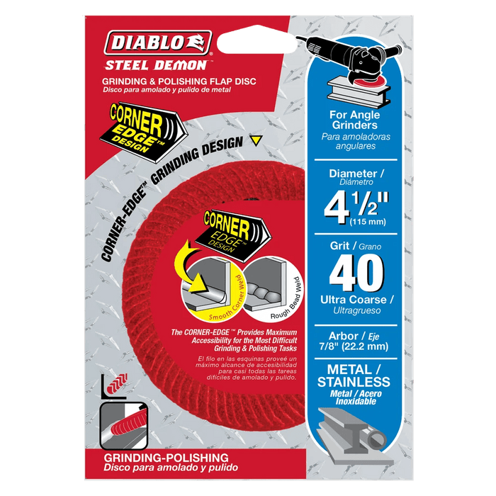 Diablo | 4 - 1/2" 40 - Grit Steel Demon™ Corner - Edge™ Flap Disc for Metal - Pacific Power Tools