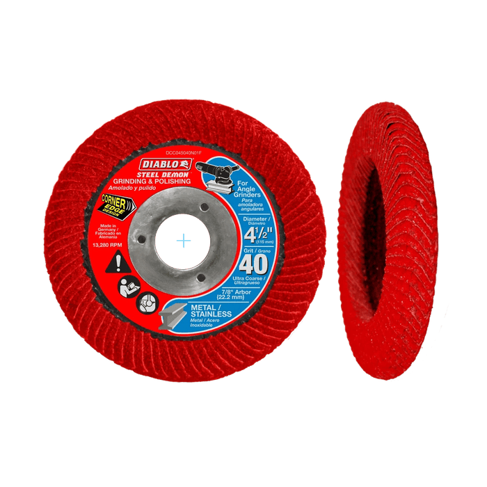 Diablo | 4 - 1/2" 40 - Grit Steel Demon™ Corner - Edge™ Flap Disc for Metal - Pacific Power Tools