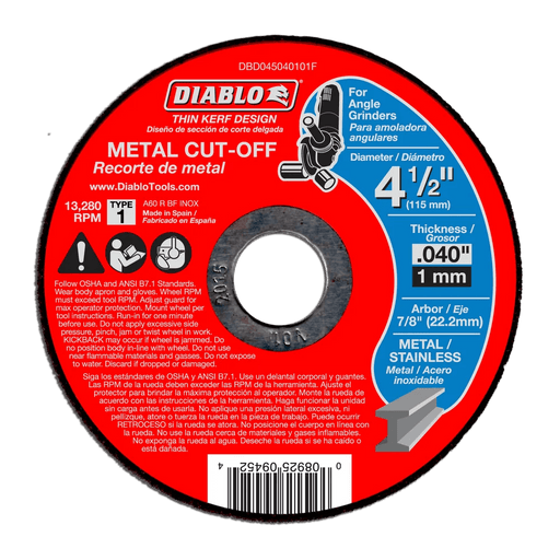 Diablo | 4 - 1/2" Thin Kerf Metal Cut - Off Discs (25 - pk) - Pacific Power Tools