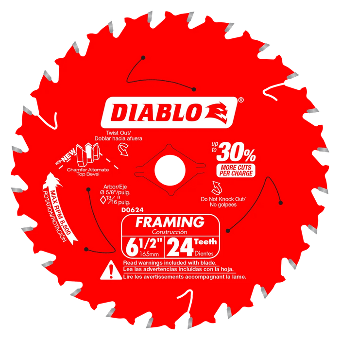 Diablo | 6 - 1/2" x 24 - Teeth Framing Saw Blade for Wood - Pacific Power Tools