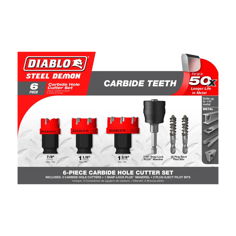 Diablo | 6 pc Steel Demon™ Carbide Teeth Hole Cutter Set (6 - Pieces) - Pacific Power Tools