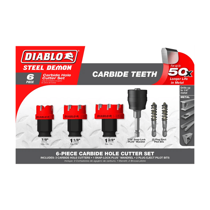 Diablo | 6 pc Steel Demon™ Carbide Teeth Hole Cutter Set (6 - Pieces) - Pacific Power Tools