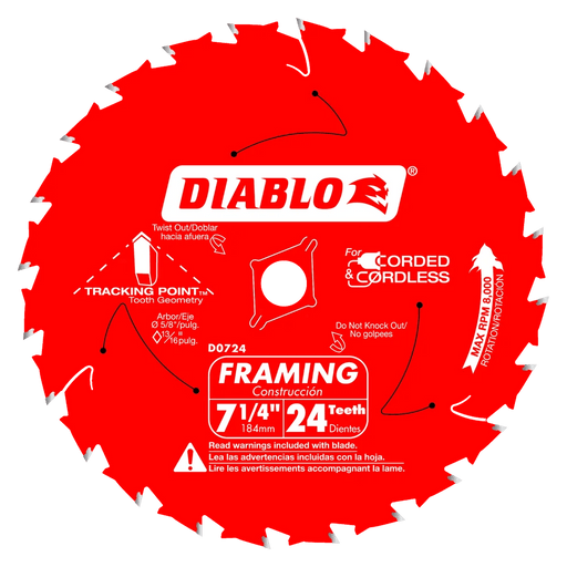 Diablo | 7 - 1/4" x 24 - Teeth Framing Saw Blade for Wood - Pacific Power Tools