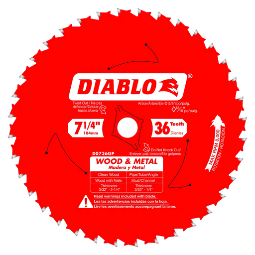 Diablo | 7 - 1/4" x 36 - Teeth Carbide Saw Blade for Wood and Metal - Pacific Power Tools