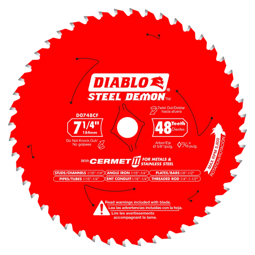 Diablo | 7 - 1/4" x 48 - Teeth Steel Demon™ Cermet II Saw Blade for Medium Metal - Pacific Power Tools