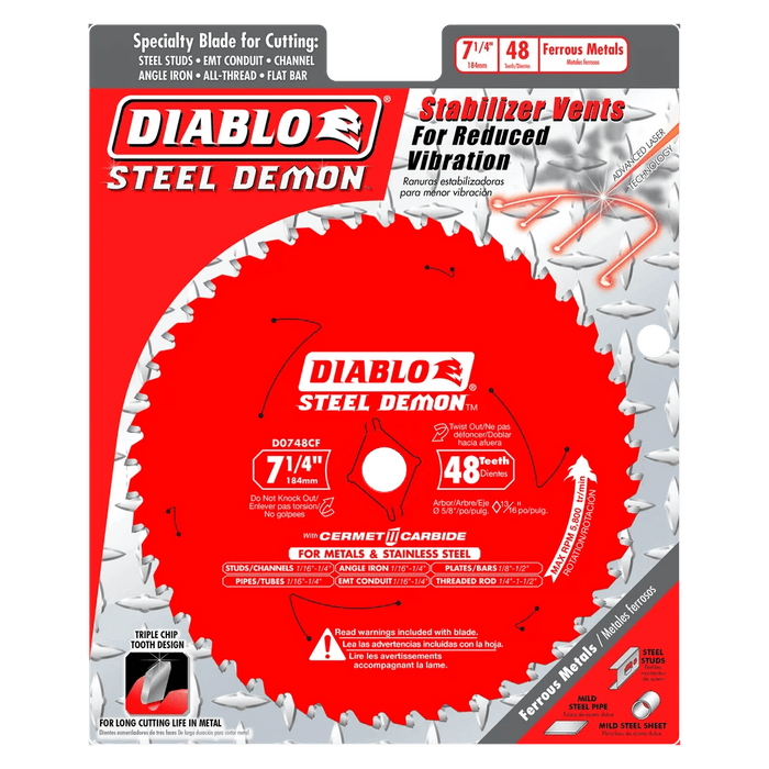 Diablo | 7 - 1/4" x 48 - Teeth Steel Demon™ Cermet II Saw Blade for Medium Metal - Pacific Power Tools