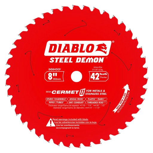 Diablo | 8" x 42 - Teeth Steel Demon™ Cermet II Saw Blade for Thick Metal - Pacific Power Tools