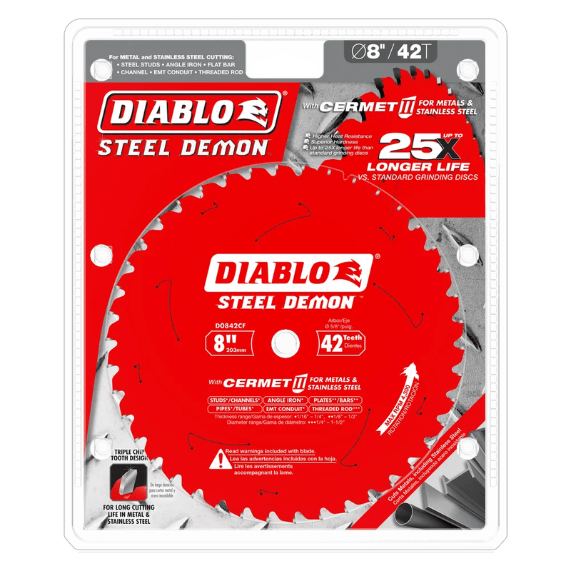Diablo | 8" x 42 - Teeth Steel Demon™ Cermet II Saw Blade for Thick Metal - Pacific Power Tools