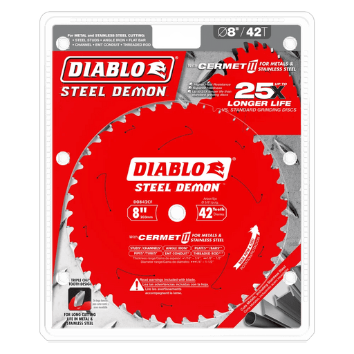 Diablo | 8" x 42 - Teeth Steel Demon™ Cermet II Saw Blade for Thick Metal - Pacific Power Tools