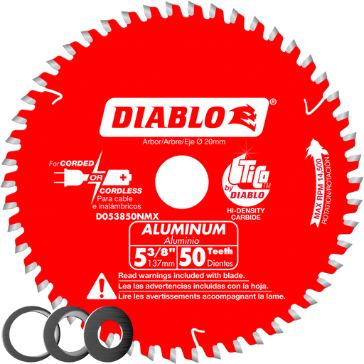 Diablo (D053850NMX) 5 - 3/8" x 50 - Teeth Saw Blade for Medium Aluminum - Pacific Power Tools
