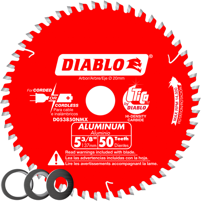 Diablo (D053850NMX) 5 - 3/8" x 50 - Teeth Saw Blade for Medium Aluminum - Pacific Power Tools