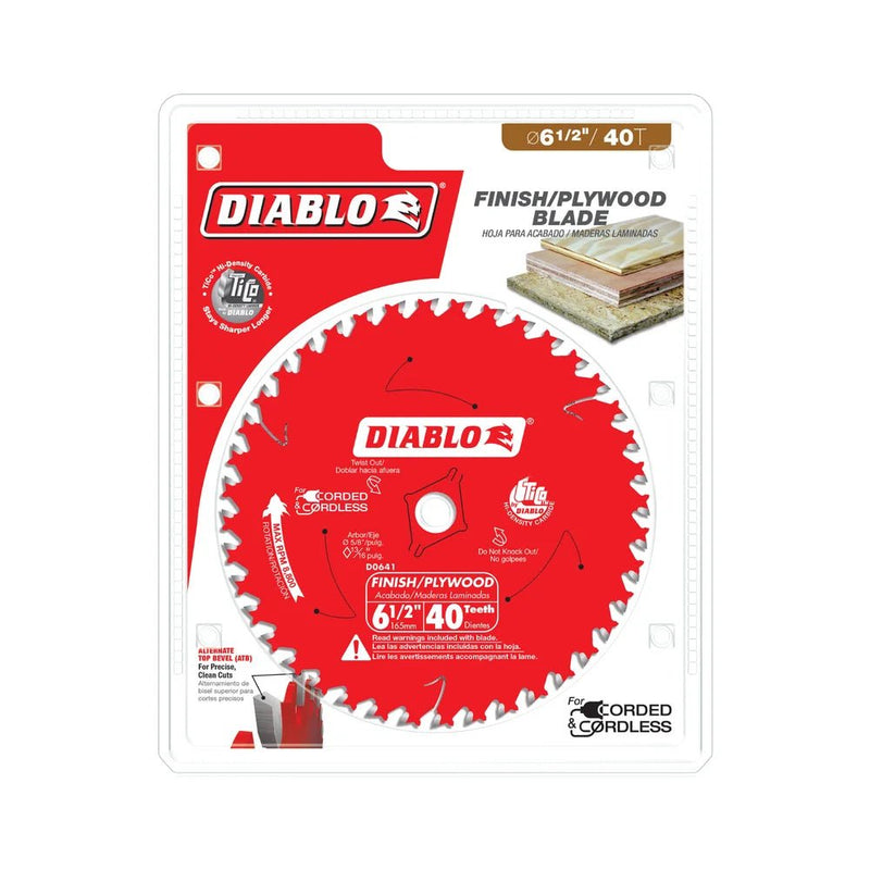 Diablo (D0641A) 6 - 1/2" x 40 - Teeth Finish Trim Saw Blade for Wood - Pacific Power Tools