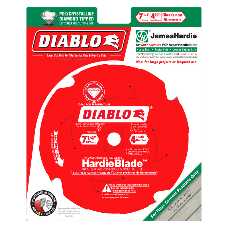 Diablo (D0704DHA) 7 - 1/4" x 4 Tooth (PCD) Fiber Cement HardieBlade - Pacific Power Tools