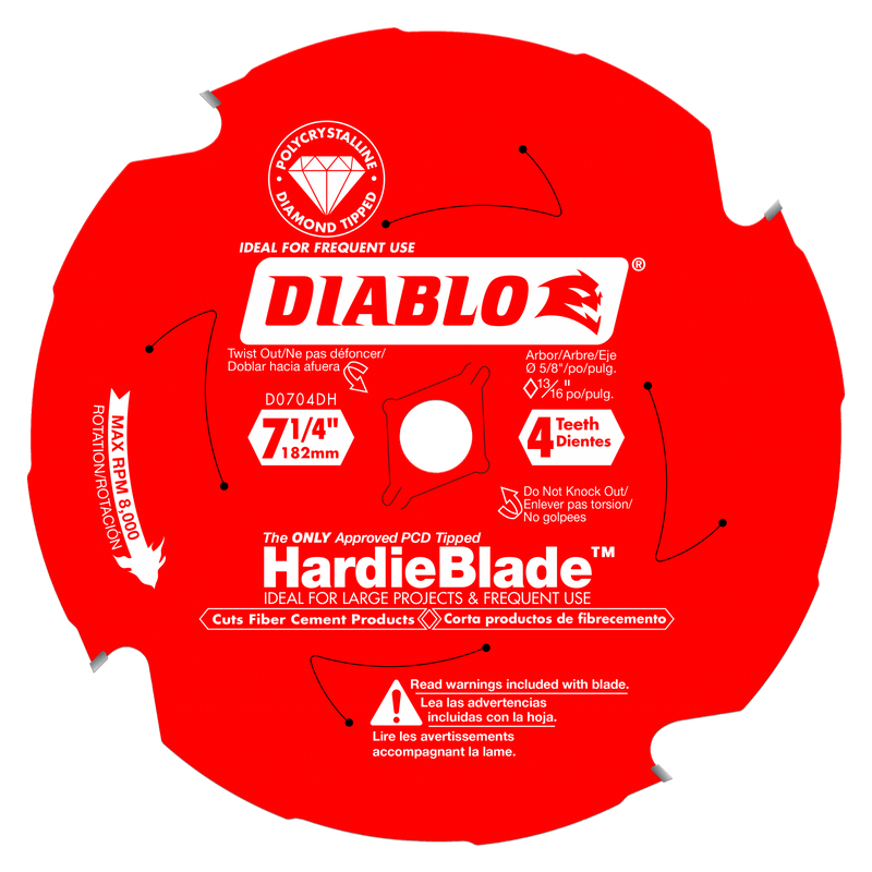 Diablo (D0704DHA) 7 - 1/4" x 4 Tooth (PCD) Fiber Cement HardieBlade - Pacific Power Tools