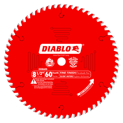Diablo (D0860S) 8 - 1/2" x 60 - Teeth Fine Finish Saw Blade for Wood - Pacific Power Tools