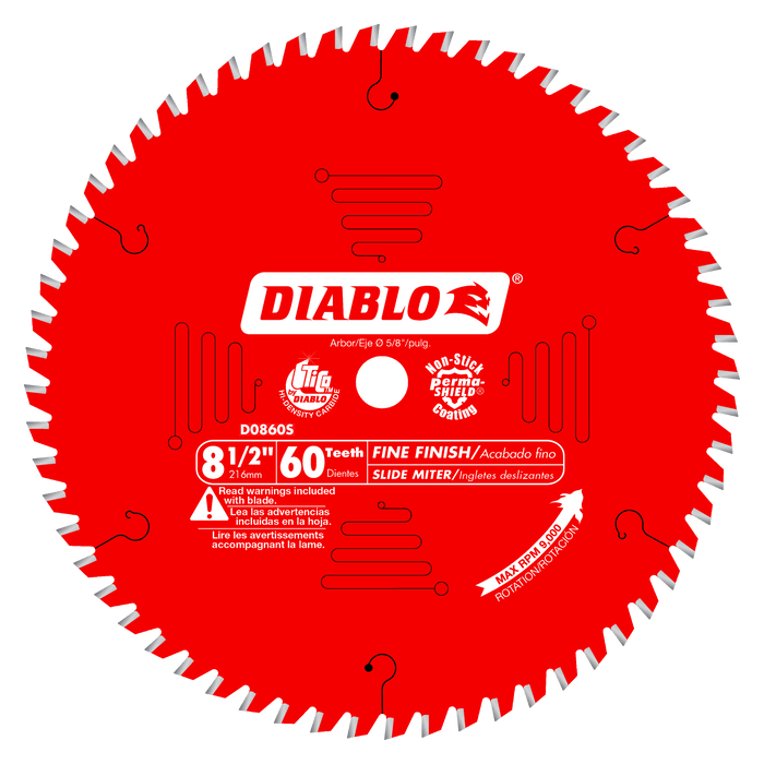 Diablo (D0860S) 8 - 1/2" x 60 - Teeth Fine Finish Saw Blade for Wood - Pacific Power Tools