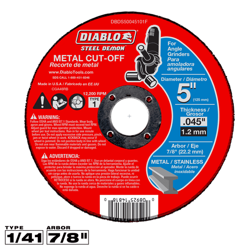Diablo (DBD050040101F) 5" Metal Cut - Off Disc - Pacific Power Tools