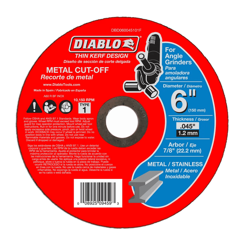 Diablo (DBD060045101F) 6" Metal Cut - Off Disc - Pacific Power Tools