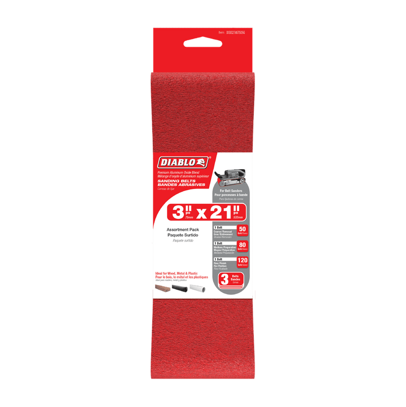Diablo (DCB321ASTS05G) 3" x 21" Assorted Sanding Belts (5 - Piece) - Pacific Power Tools