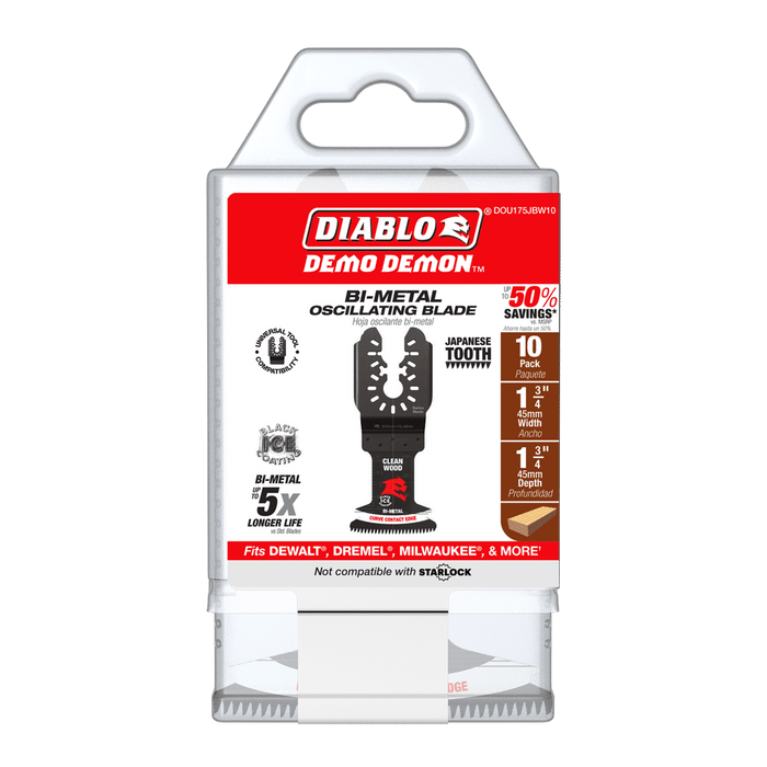 Diablo (DOU175JBW10) Diablo Demo Demon™ 1-3/4"  Bi-Metal Oscillating Blades for Clean Wood (10-pk)