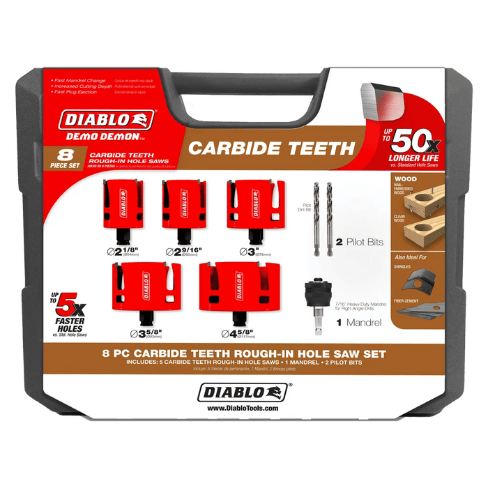 Diablo | Demo Demon® Carbide Teeth Rough - In Hole Saw Set (8 - Piece) - Pacific Power Tools