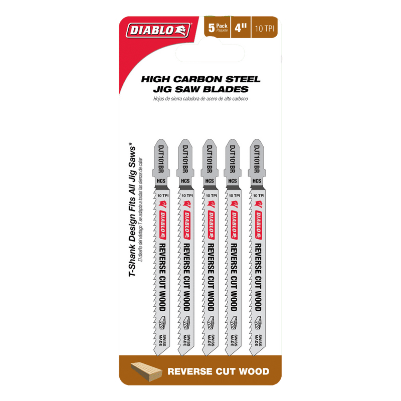 Diablo (DJT101BR5) 4" 10TPI High Carbon Steel Jig Saw Blades for Wood (5 - Pack) - Pacific Power Tools