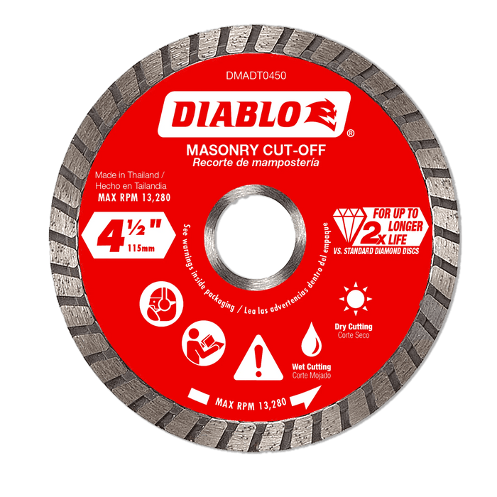 Diablo (DMADT0450) 4 - 1/2" Diamond Turbo Masonry Cut - Off Disc - Pacific Power Tools