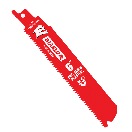 Diablo (DS0611BPFG5) 6" 11TPI Bi-Metal Reciprocating Saw Blade for PVC, ABS, and Plastics (5-pk)