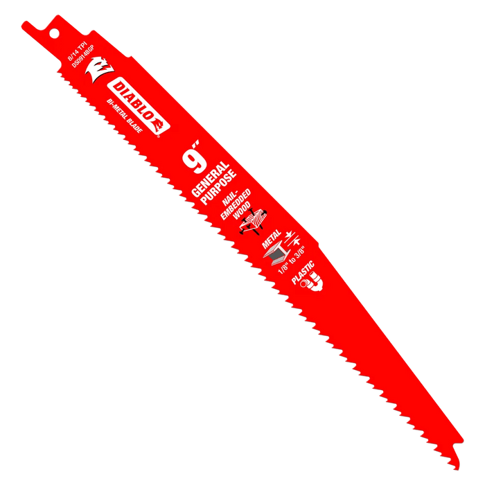 Diablo (DS0914BGP200) 9" 8/14TPI Bi - Metal Reciprocating Saw Blades for General Purpose Cuts (200 - pk) - Pacific Power Tools