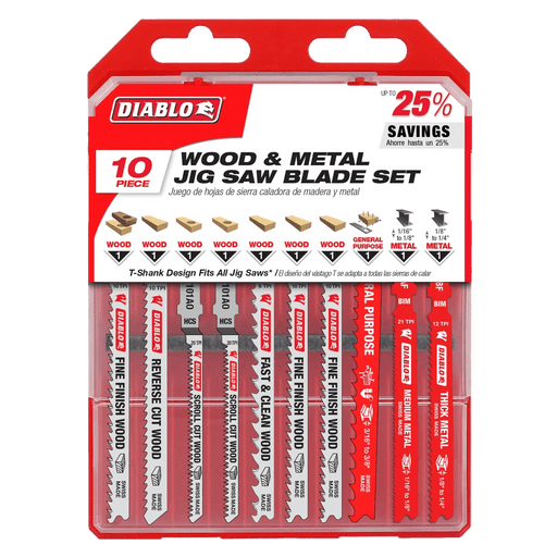 Diablo | Jig Saw Blade Set for Wood & Metal (10 - Piece) - Pacific Power Tools