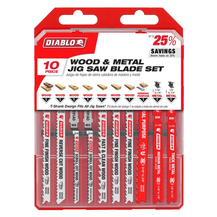 Diablo | Jig Saw Blade Set for Wood & Metal (10 - Piece) - Pacific Power Tools