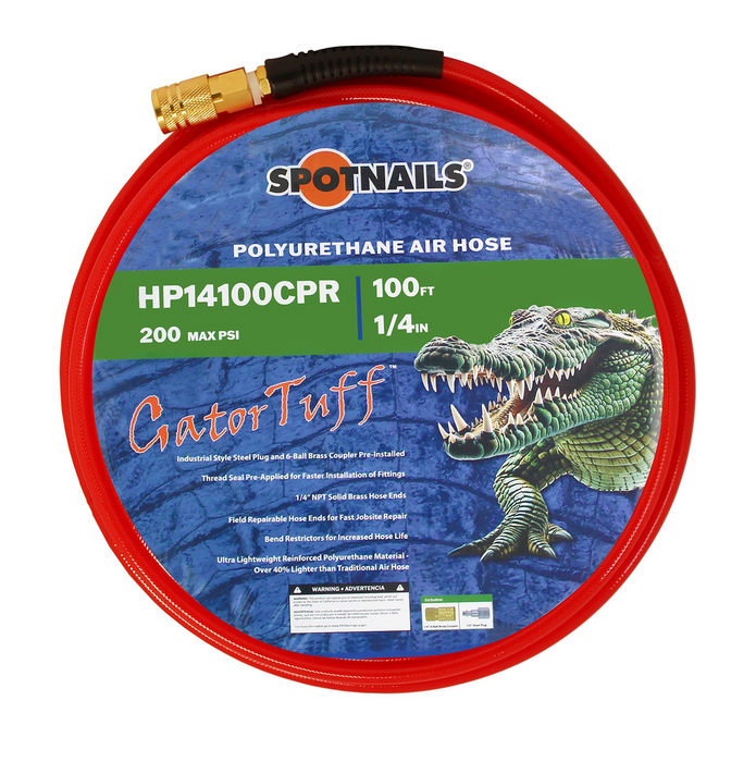 Spotnails (HP14100CPR) 1/4"x100' Poly Hose Red with Fitting