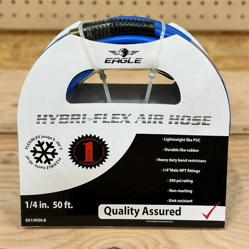 Eagle | Hybri-Flex 1/4" x 50' Air Hose w/ 1/4" MNPT Fittings - Pacific Power Tools