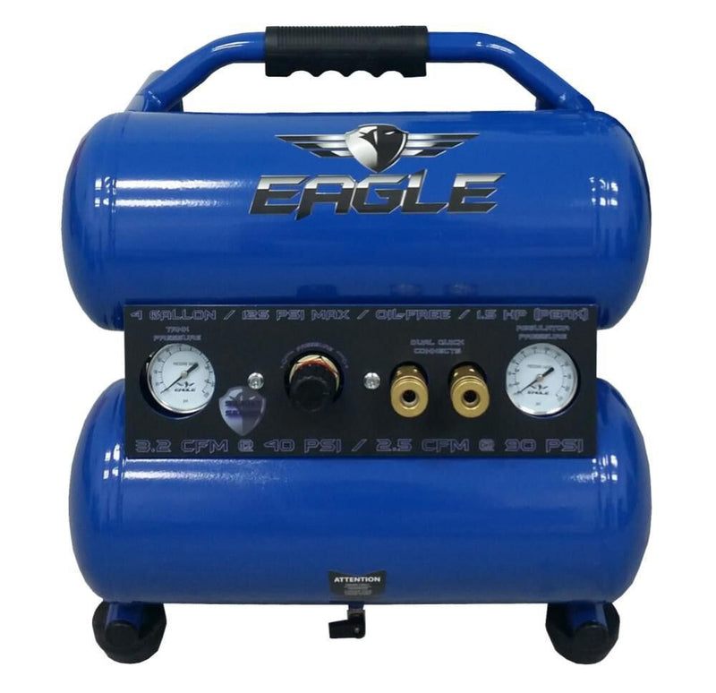 Eagle | Silent Series 1-HP 4-Gallon Twin-Stack Air Compressor - Pacific Power Tools