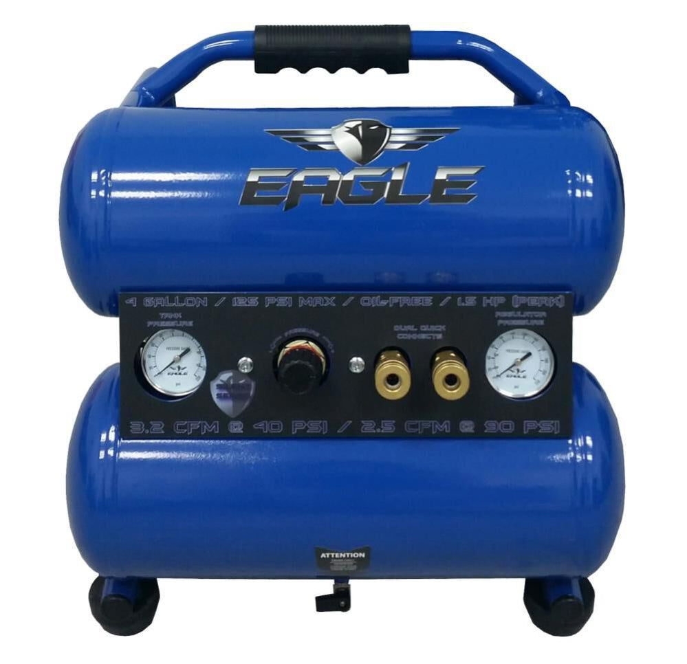 Eagle (EA-4000) Silent Series 1-HP 4-Gallon Twin-Stack Air Compressor ...