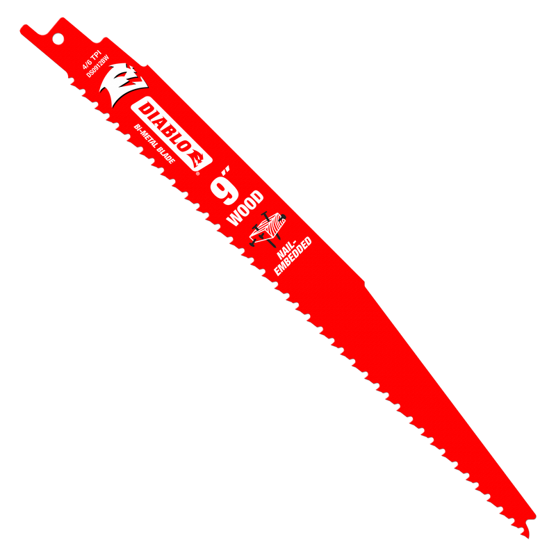 Diablo (DS0912BW) 9" 4/6TPI Bi-Metal Reciprocating Saw Blade for Nail-Embedded Wood