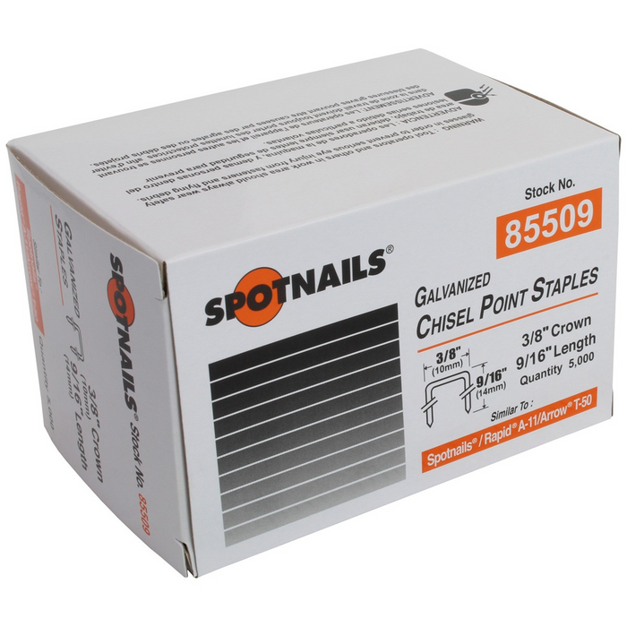 3/8" Crown Fine Wire Staples - Similar to Rapid A-11/Arrow T-50