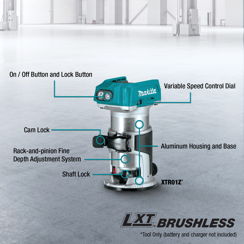 Makita (XTR01Z) Enrutadora compacta sin escobillas LXT® (solo herramienta) 